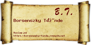 Borsenszky Tünde névjegykártya